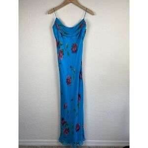 Vtg Lillie Rubin 6 Maxi Slip Dress Fairy Silk Beaded Thin Strap Floral Babydoll